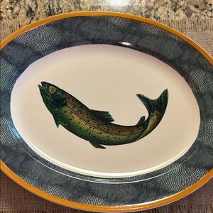Stylish Oval Platter with Orange Accent